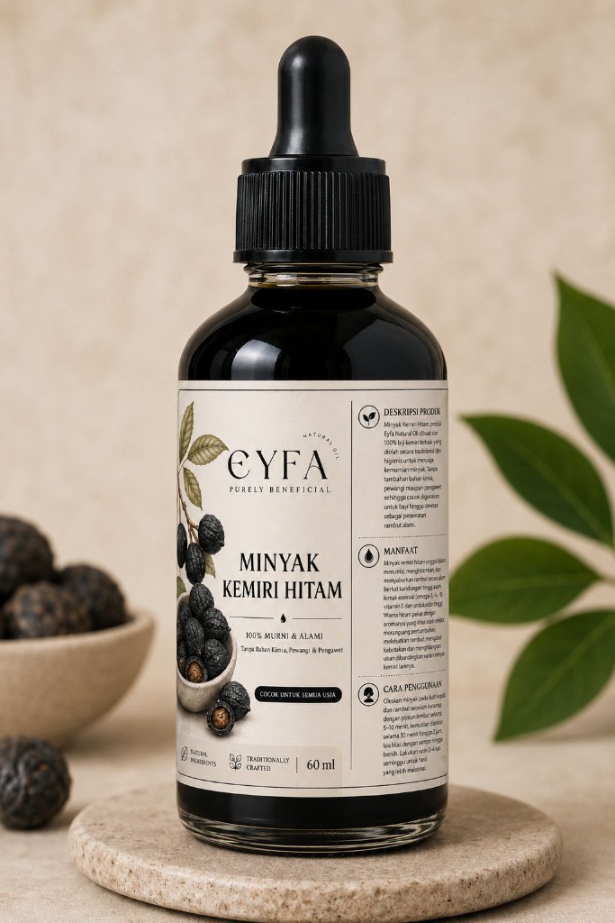 Minyak Kemiri Hitam EYFA Natural Oil ukuran 60 ml